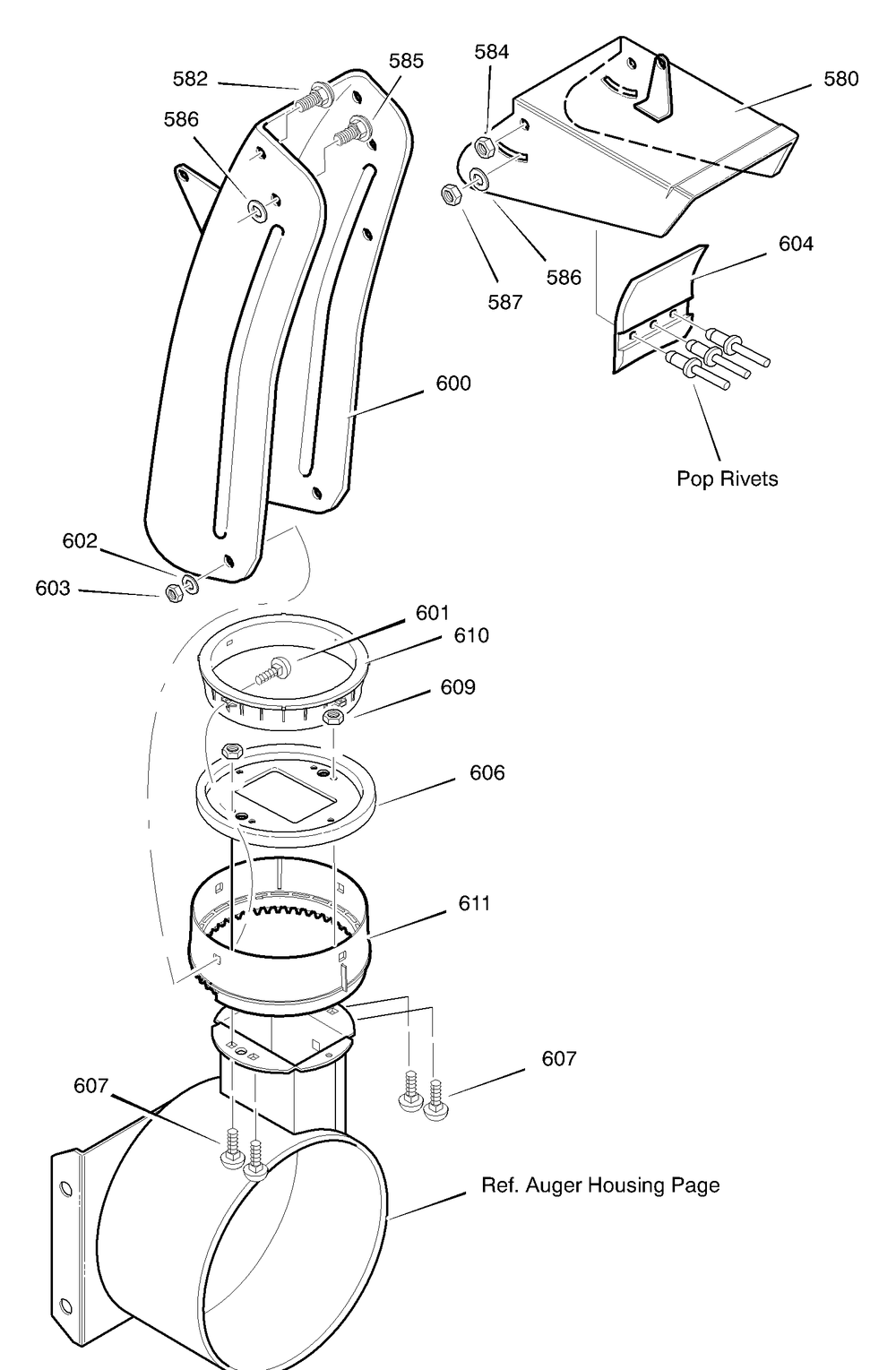 Discharge Chute Diagram and Parts List for 633129X5A 2003 Briggs and Stratton Snow Blower